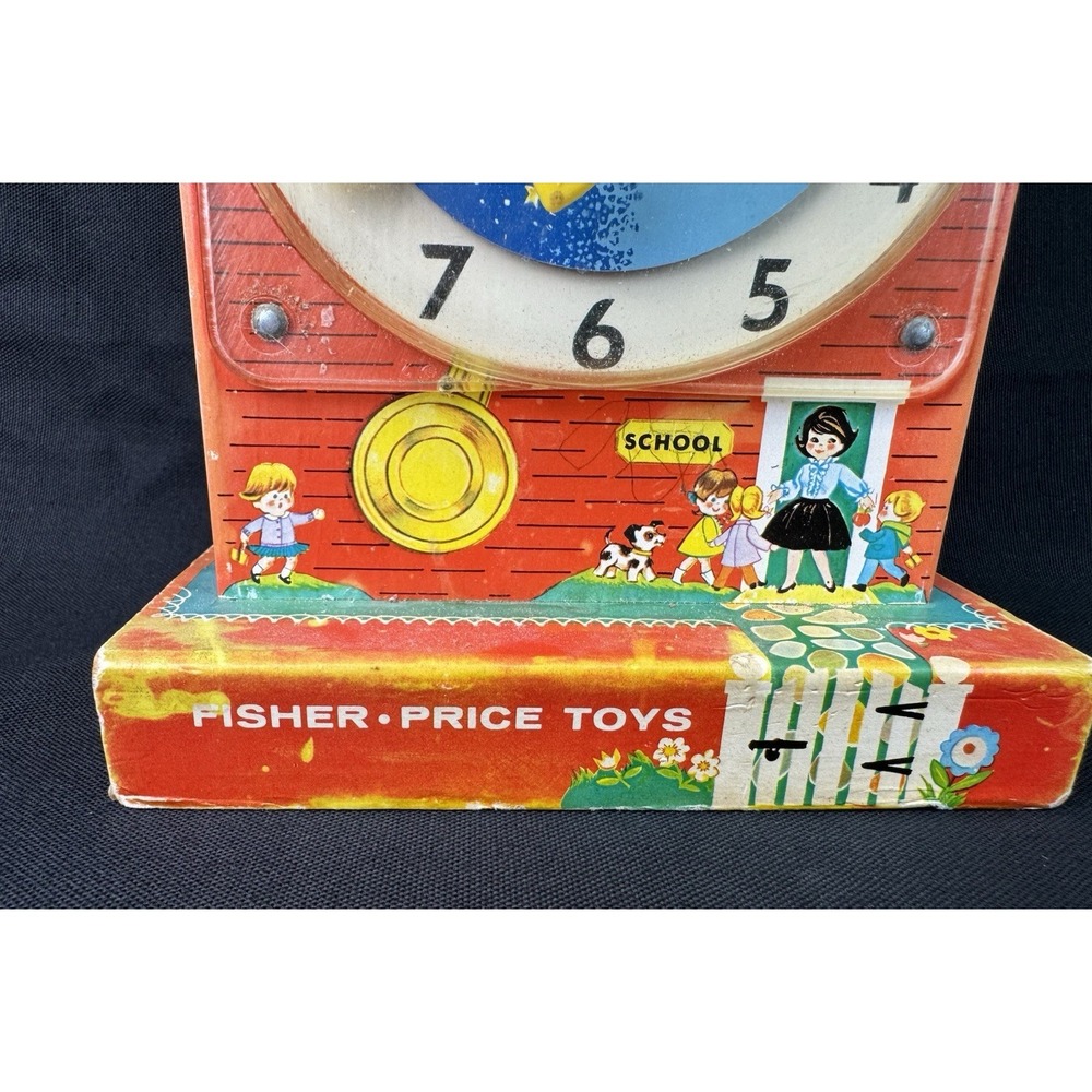 Vintage 1960s Fisher Price Music Box Teaching Clock Model #998 Works - Picture 2 of 12